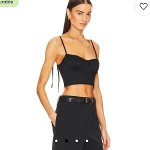 Helsa Stretch Cotton Sateen Bustier Corset Cropped Top Black Womens Size M